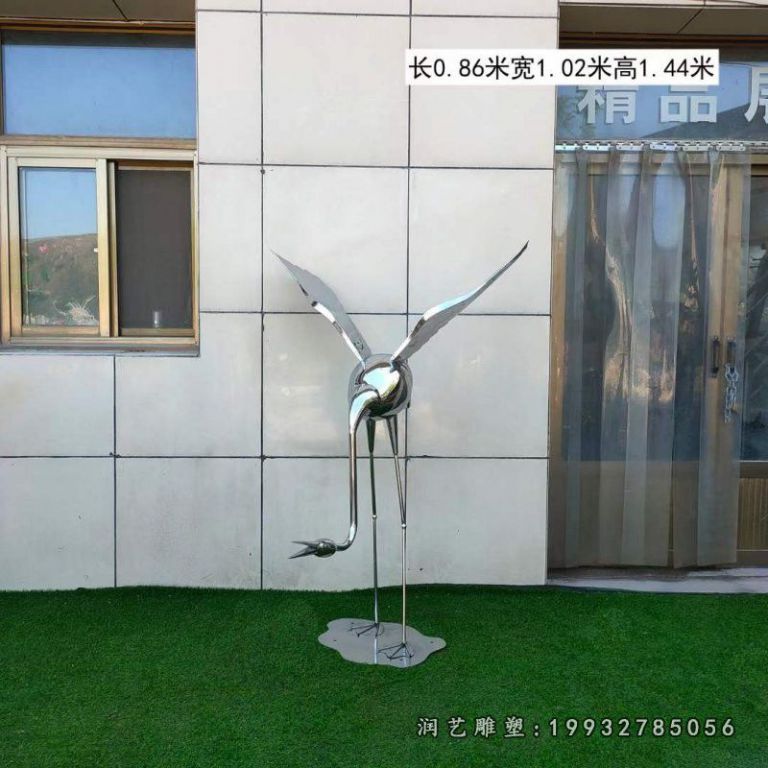 不锈钢火烈鸟动物草坪雕塑