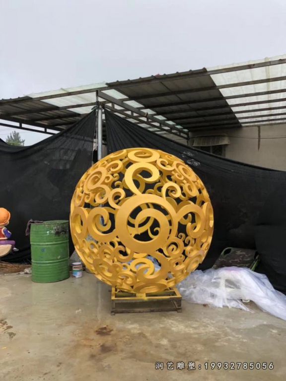 不锈钢镂空球景观广场雕塑 (3)