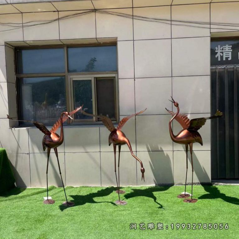 商业街仙鹤动物铜雕