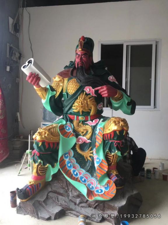 商场玻璃钢关公雕塑[1]