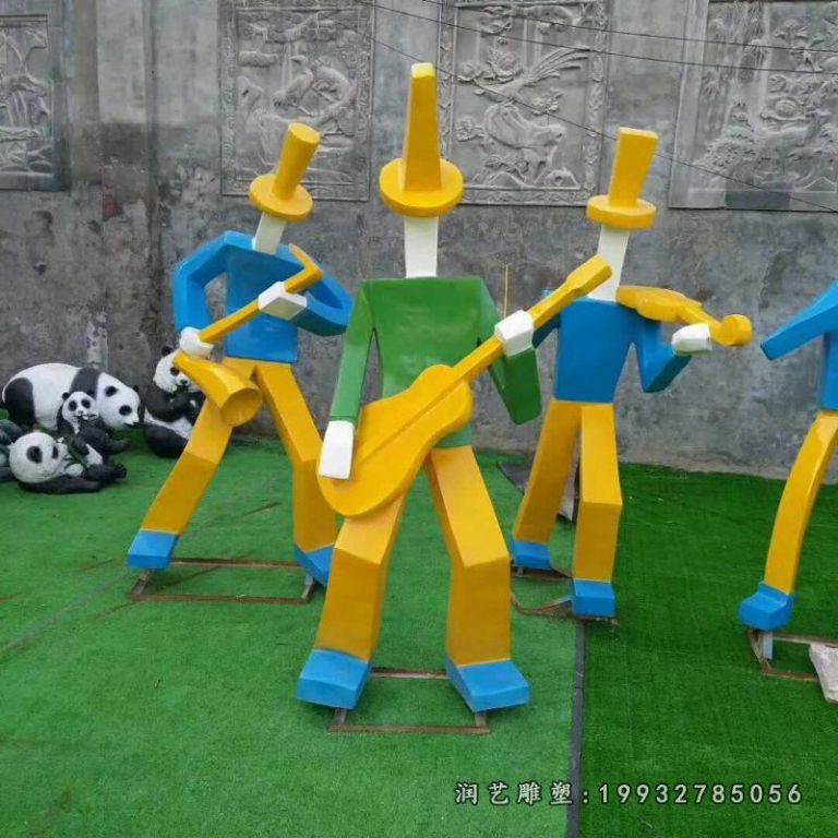 玻璃钢鸡蛋音乐人雕塑