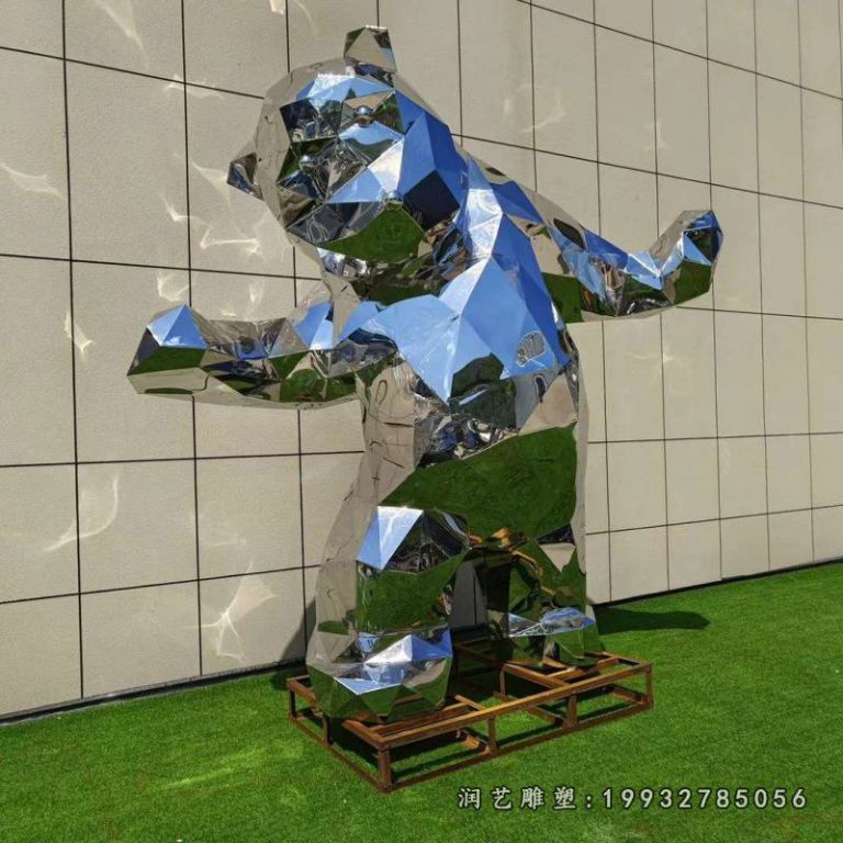 广场不锈钢熊动物雕塑