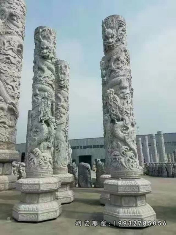 小区景观龙柱石雕