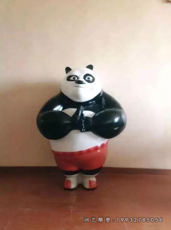街道玻璃钢功夫熊猫雕塑 (2)