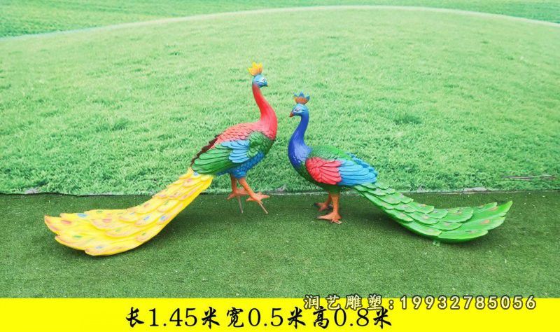 城市玻璃钢孔雀动物雕塑
