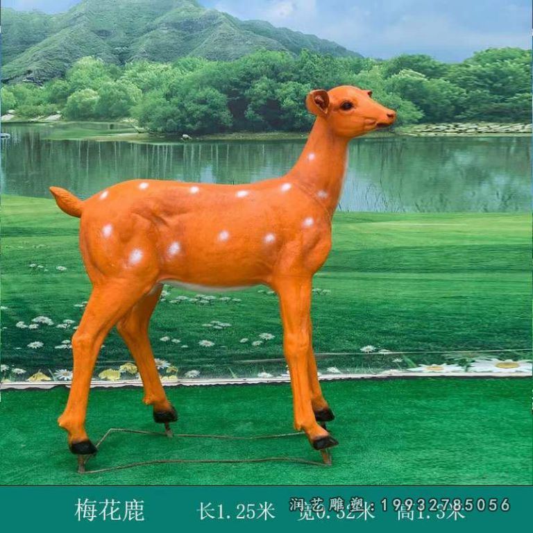 公司玻璃钢梅花鹿动物雕塑
