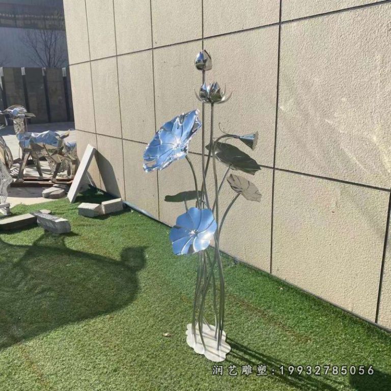 庭院不锈钢荷花景观雕塑