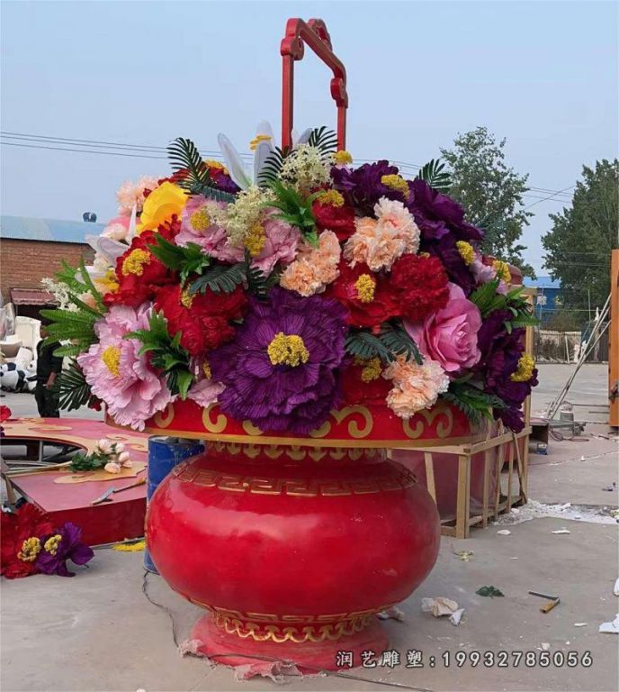 小区不锈钢花篮景观雕塑