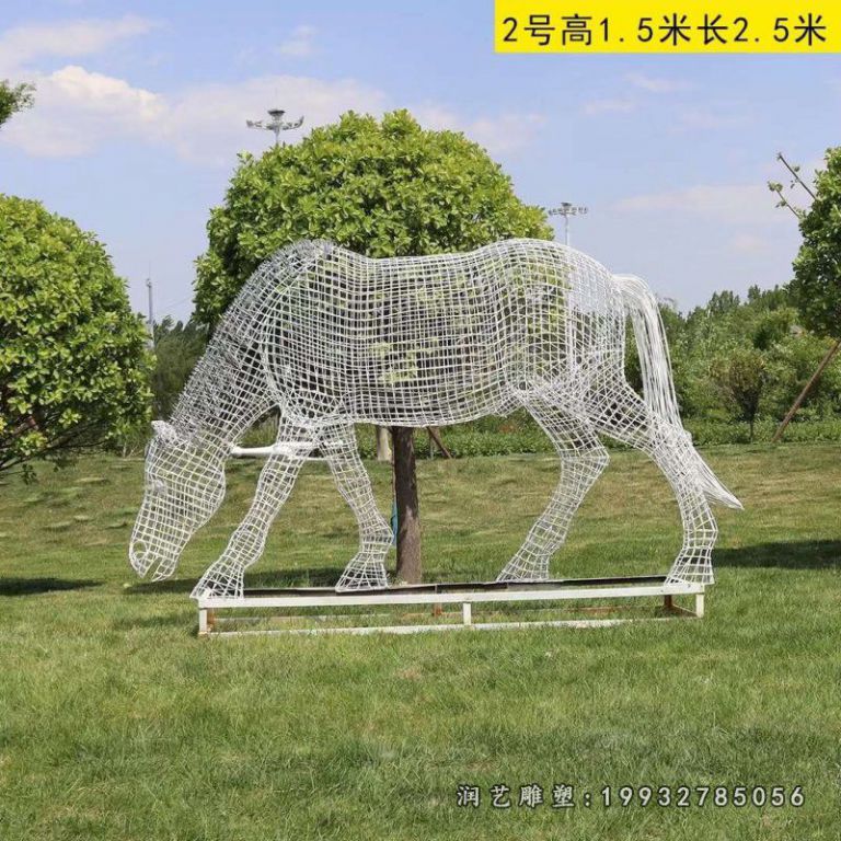 学校不锈钢马动物雕塑