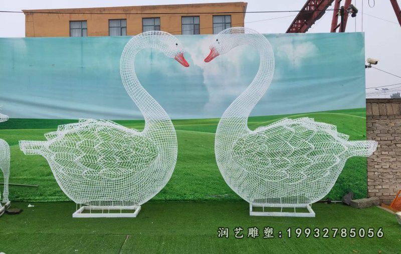 景区不锈钢天鹅动物雕塑