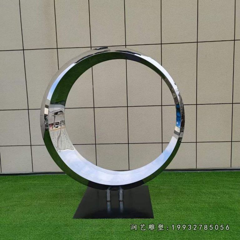 不锈钢圆环广场雕塑 (2)
