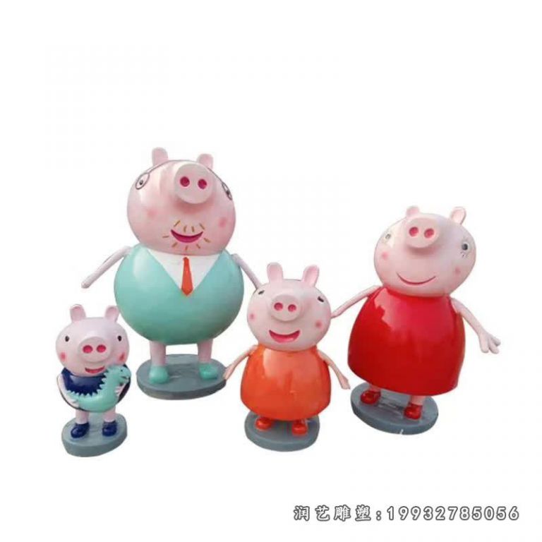 公园玻璃钢小猪佩奇雕塑