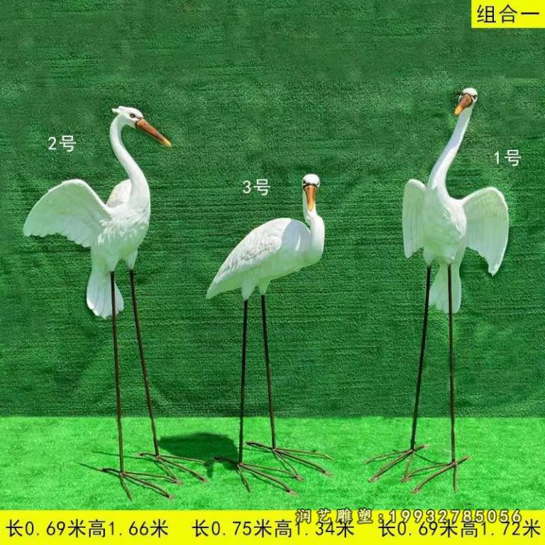 企业玻璃钢白鹭雕塑