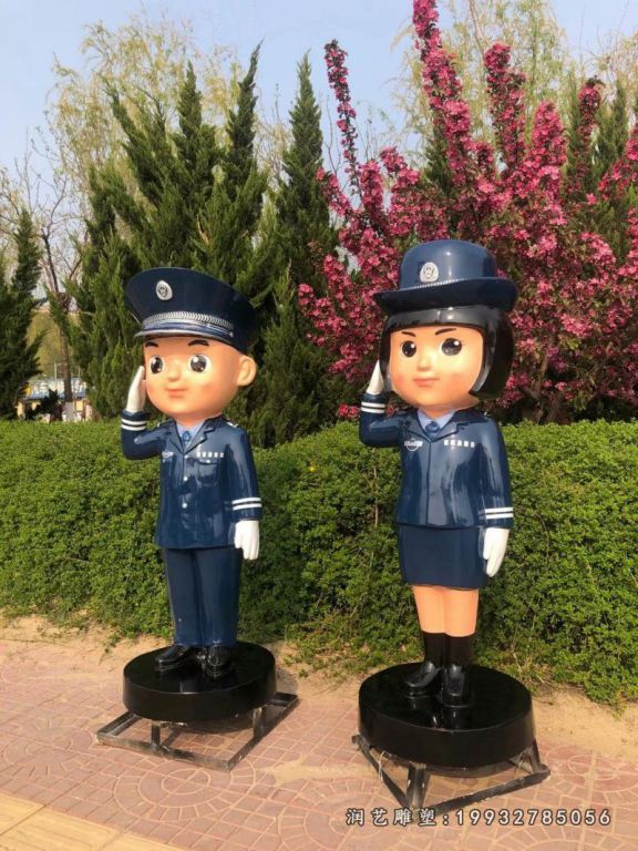 庭院玻璃钢警察雕塑