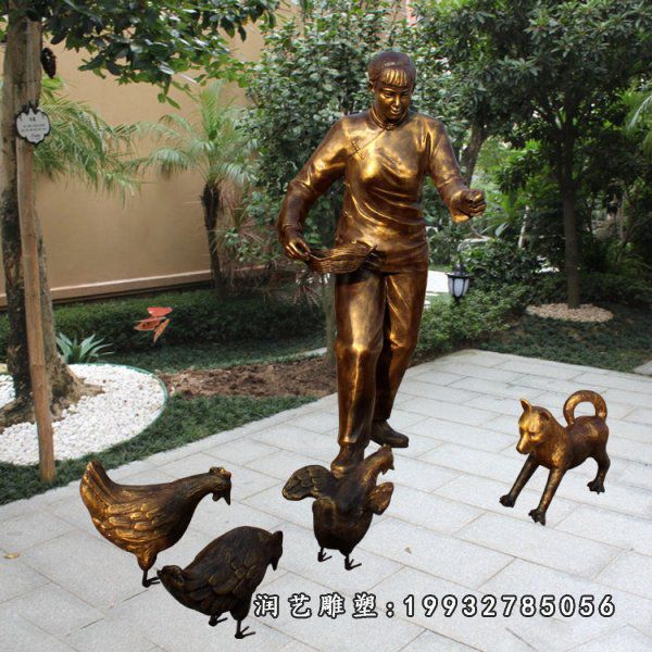 铜雕动物鸡雕塑