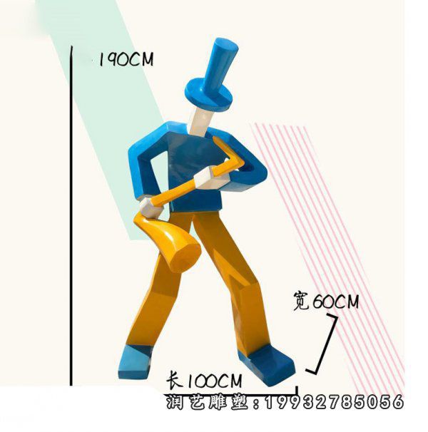 玻璃钢吹萨克斯抽象雕塑