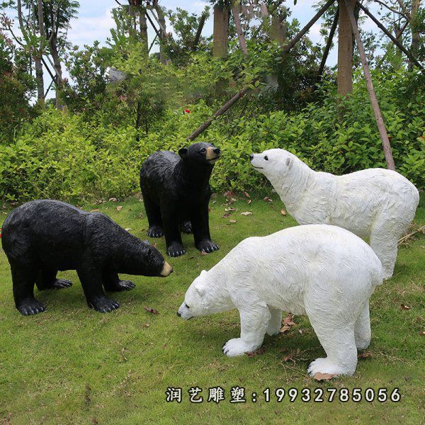 商业街玻璃钢北极熊雕塑