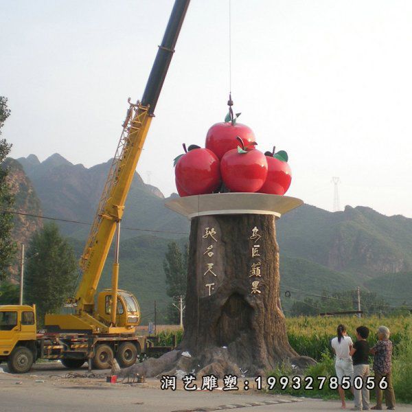 步行街不锈钢苹果雕塑