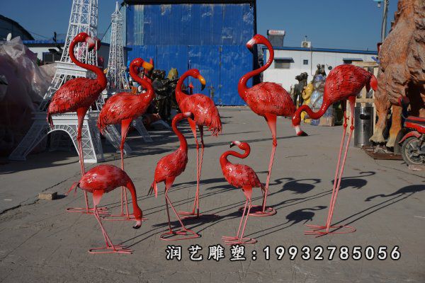 庭院玻璃钢火烈鸟动物雕塑