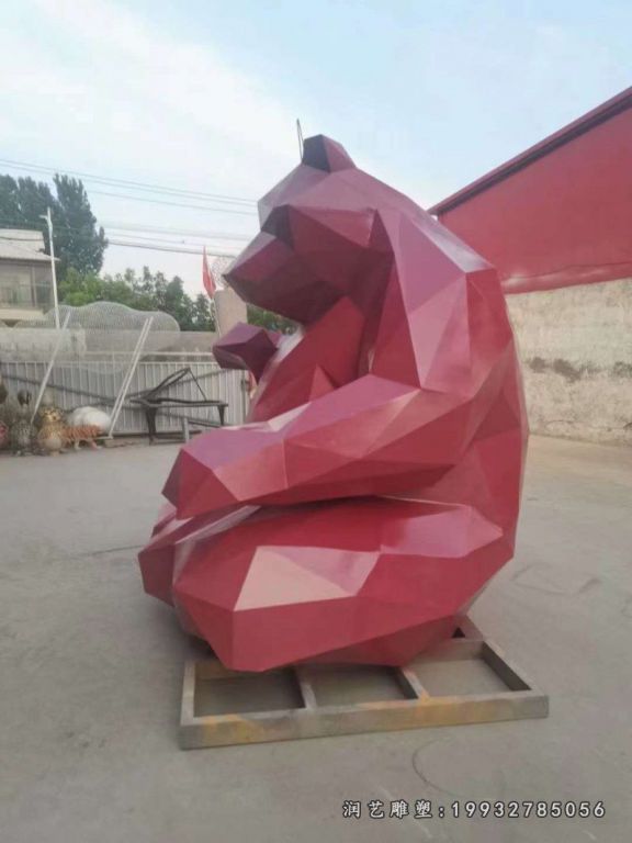 企业不锈钢熊动物雕塑