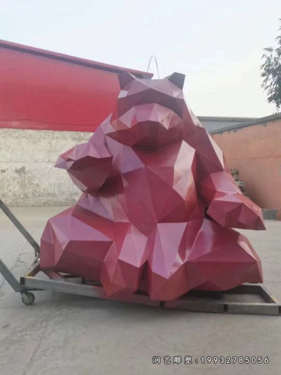 景区不锈钢熊动物雕塑