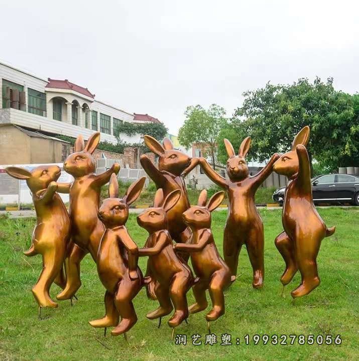 商场动物兔子铜雕