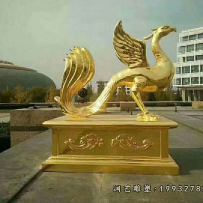 酒店动物凤凰铜雕